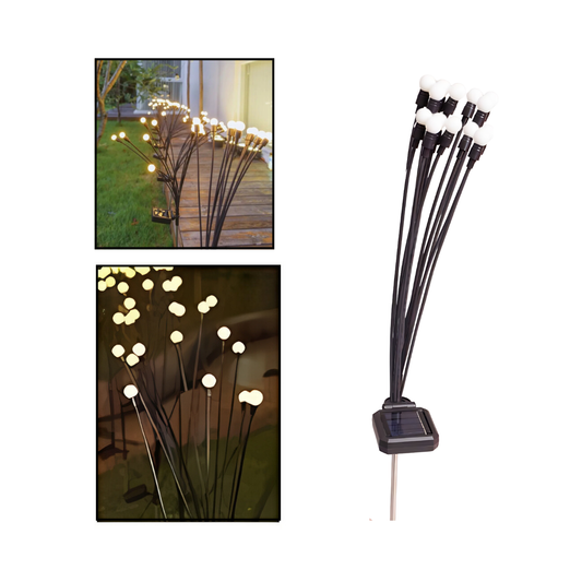 Solar Powered 10 LED Firefly Garden Lights - Waterproof Outdoor Decorative Lights